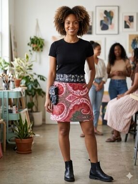 Zand Amsterdam Paisly Floral Bohemian Maximalist Reversable & Adjustable Skirt